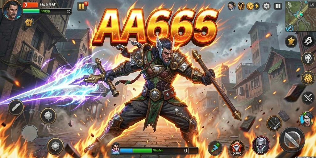 Tangkapan layar gameplay AA666 yang menunjukkan aksi pertarungan yang menegangkan.