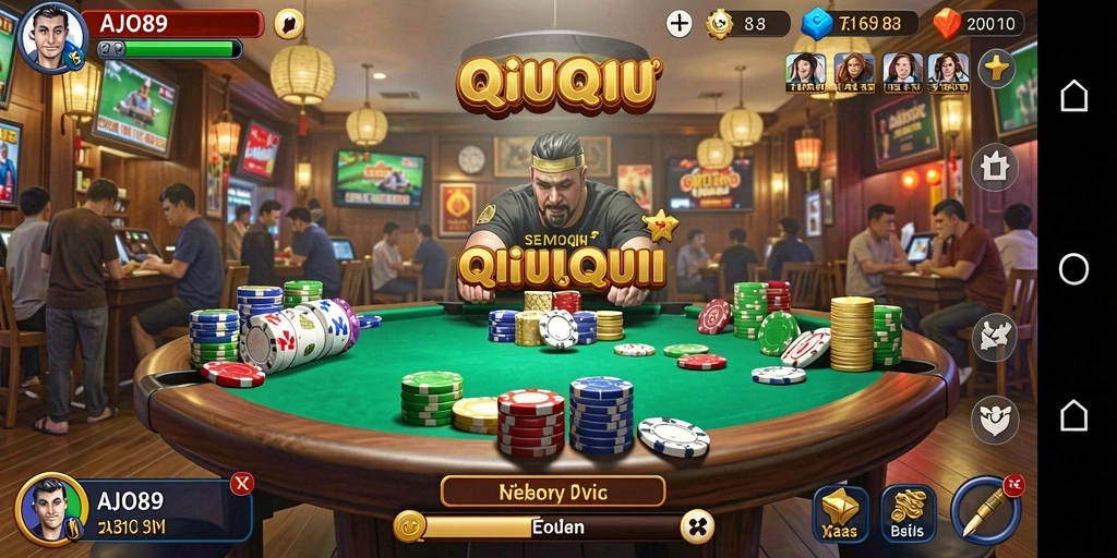Screenshot AJO89 menampilkan momen seru dalam permainan QiuQiu.