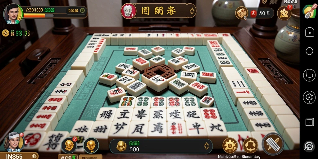 Screenshot utama INS55 menampilkan gameplay Mahjong yang mengasyikkan.