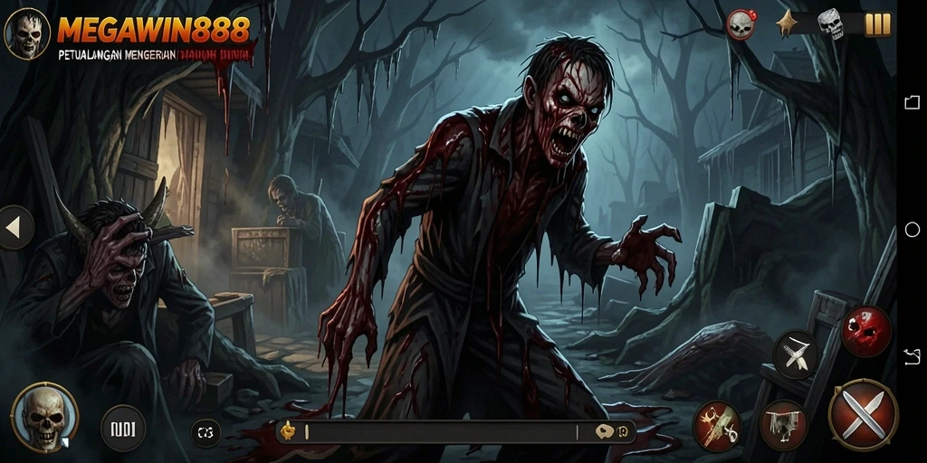 Tampilan menegangkan gameplay Horror di MEGAWIN888.
