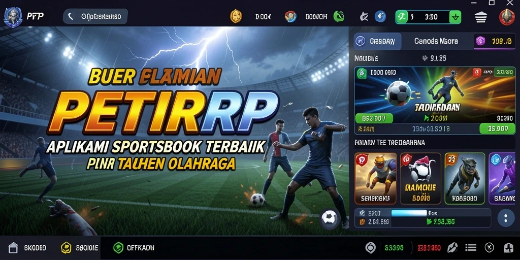 Tangkapan layar tampilan utama PETIRRP dengan berbagai pilihan taruhan olahraga.