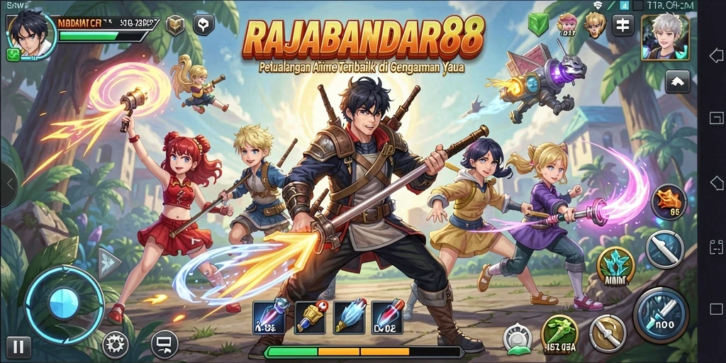 Tampilan gameplay seru dari RAJABANDAR88 dengan karakter Anime favorit.