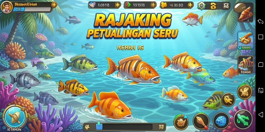 Gameplay seru di RAJAKING saat menembak ikan.