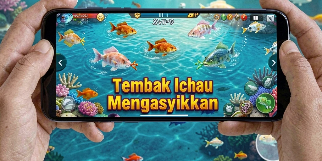 Tampilan gameplay seru dari SVIP9 saat menembak ikan berwarna-warni.